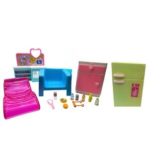 Barbie Furniture Lot Fridge Couch Chair Accessories Chelsea Vet Playset